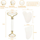 Gesichtsroller-Set aus weißem Kristall-Jadestein, gegen Falten, Facelifting, Gua Sha Massagegerät, Gesichts-Massagetool, Naturstein-Roller-Set, Schönheitspflege