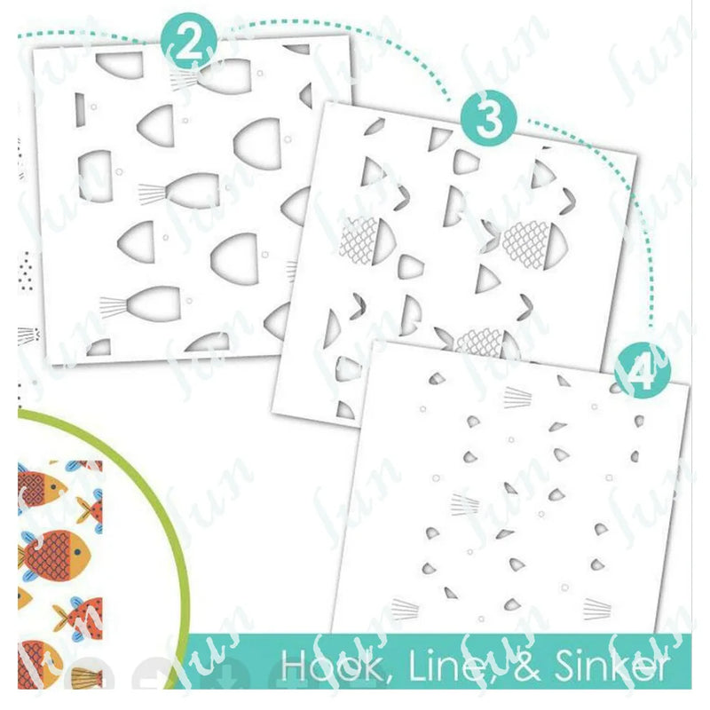 Father's Day Theme Metal Cut Dies Hexagon Layering Stencils Fish Hook Line Sinker Clear Stamps Diy Holiday Cards Decor Scrapbook