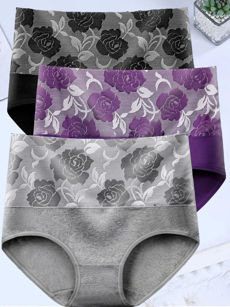 3Pcs Cotton Panties for Women Underwear Plus Size High Rise Briefs Female Sexy Lingeries Pantys Seamless Underpant Girls L-5XL