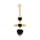 KUNIU 1pc Cute Fashion Angel Wings Heart Shape Zircon Belly Ring Women's Fit Piercing Body Jewelry