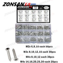 ZONSANTA M1-M4 Cross Flat Head Self Tapping Screw Assortment Kit Wood Thread Nail Screw Sets DIY Countersunk Head Small Screws