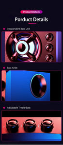 3D Hifi Stereo USB Active Bluetooth Speaker Computer Multimedia RGB Subwoofer AUX, USB, TF Suitable for TV, Computer Audio