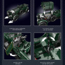 Classical Technical Green Blower Car Model Remote Control Vintage Car Building Blocks Toy Collectible for Adults Christmas Gifts