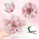 Pink 14.5cm Glitter Artifical Christmas Flowers Mreey Christmas Tree Decoration Happy New Year Ornaments Xmas 2025 Navidad