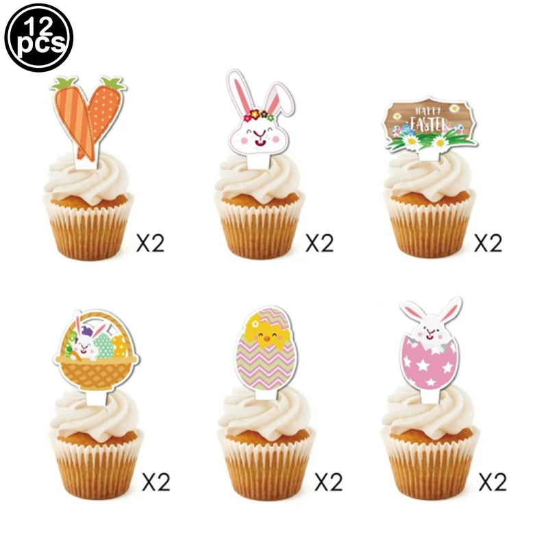 Easter Theme Disposable Tableware Cute Cartoon Rabbit Pattern Paper Plates Cups Napkins Kids Easter Party Decoration Supplies