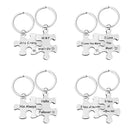 2Pcs/Set Letters Engraved Stainless Steel Keychains Couples Key Ring Puzzle Pendant Jewelry Gift For Valentine's Day