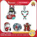 Bamoer 925 Sterling Silver Christmas Stockling Charms Candy Canes Love Pendant Fit for Women Bracelet & Bangle Christmas Gift