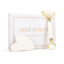 Gesichtsroller-Set aus weißem Kristall-Jadestein, gegen Falten, Facelifting, Gua Sha Massagegerät, Gesichts-Massagetool, Naturstein-Roller-Set, Schönheitspflege