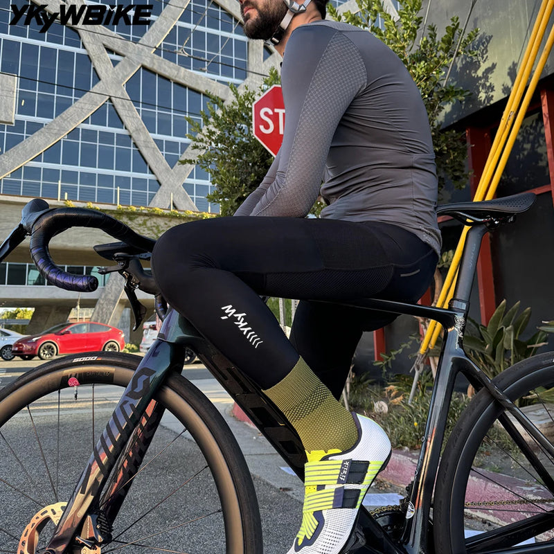 YKYW Spring Autumn Men Cycling Bib Long Pants Bicycle Male Tights MTB Bike Pants Pro Team Riding Race Cycling Sports Clothing