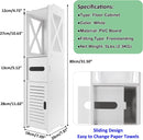 DayPlus Bathroom Waterproof Cabinet w/Paper Drawer,Tall Toilet Storage Cupboard,White Organizer Shelves,Free-standing Storage