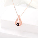 Custom Color Photo Projection Wings Water Drop Pendant Necklace Stainless Steel Chain Valentine's Day Gift For Girlfriend Party