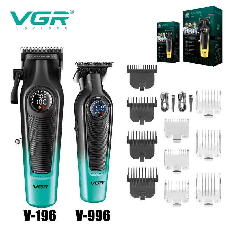 VGR V-996 Men's Professional Hair Clipper with DLC Blade, 7000 RPM, LED Display, Barber Shop Cordless Professional Hair Trimmer