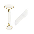 Gesichtsroller-Set aus weißem Kristall-Jadestein, gegen Falten, Facelifting, Gua Sha Massagegerät, Gesichts-Massagetool, Naturstein-Roller-Set, Schönheitspflege