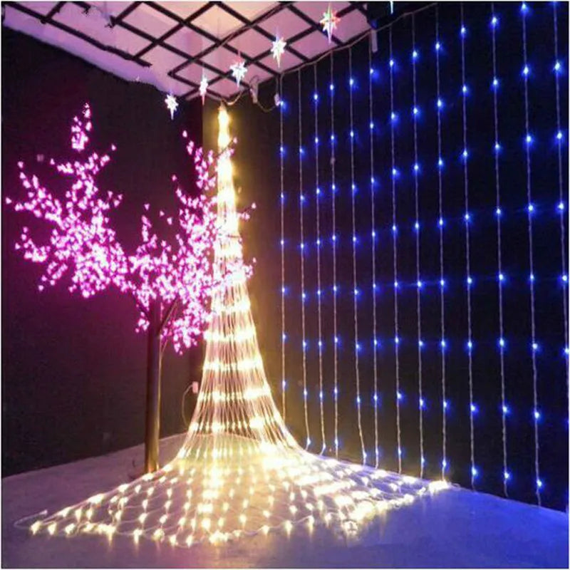 3X2M 3X3M LED Meteor Shower Rain Light Water Flow Waterfall Window Curtain String Light Wedding Christmas Fairy Light Garland