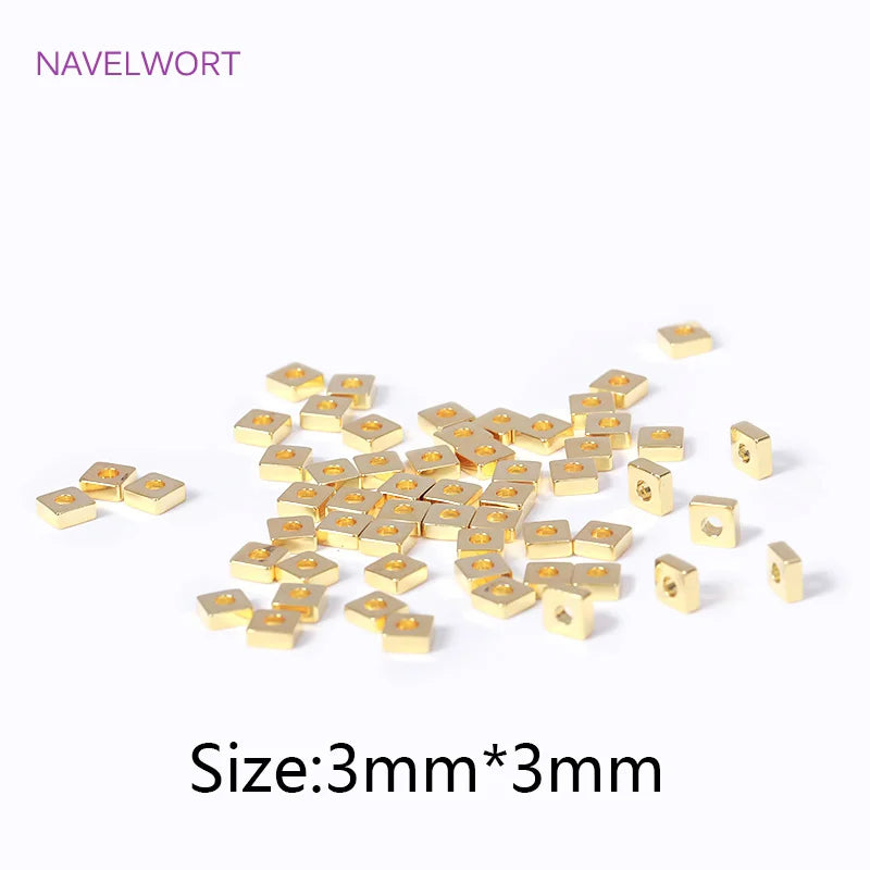 Wholesale 18K Gold Plated Brass Flat Square Spacer Beads Separators For Jewelry Making DIY Bracelets Necklace Beading Supplies