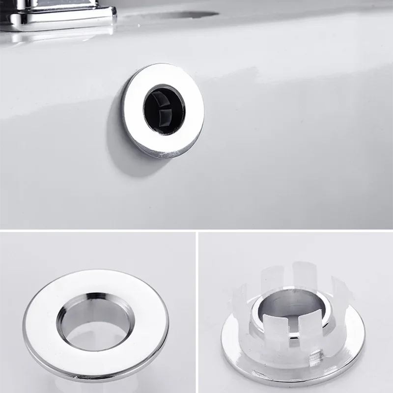 Bathroom Basin Faucet Sink Overflow Cover Brass Six-foot Ring Insert Replacement Hole Cover Cap Chrome Trim Bathroom Accessories