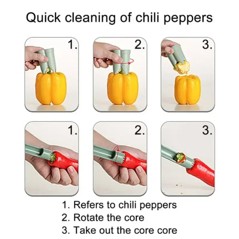 Pepper Corer Chili Seed Remover Twist Seed Bell Core Separator Cutter Jalapeno Peppers Cucumber Tomato Deseeder Kitchen Tool