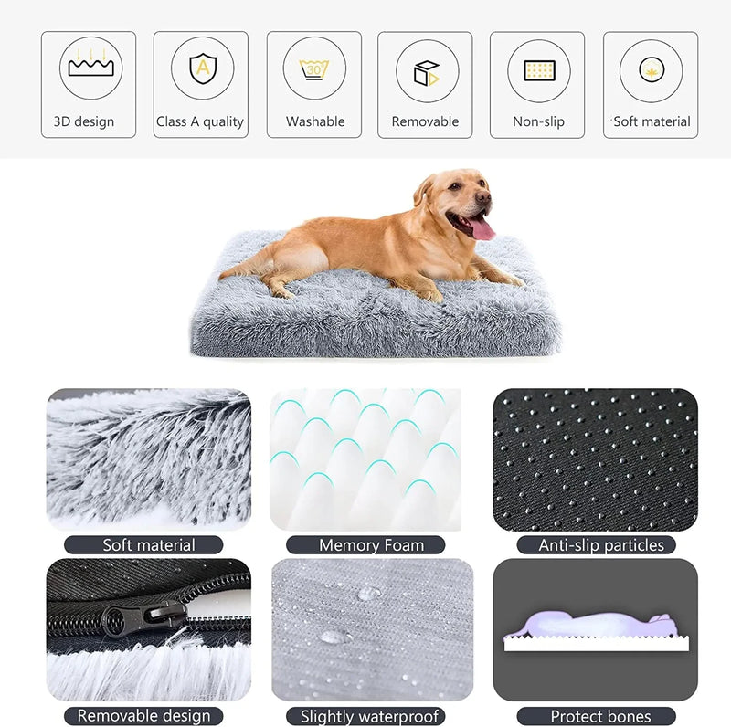 New With ZippeSoft Dog Pad Plush Square Kennel Cat Pad Pet Sofa Bed Pet Supplies Washable Large DogBed Sofa Bed Portable Pet Bed