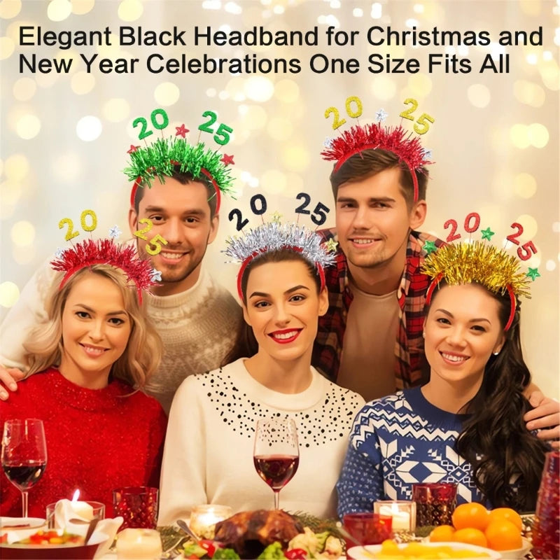 New Year Sequins 2025 Letter Hair Hoop Festival Women Makeup Headband for Photography Christmas Party Hair Accessories