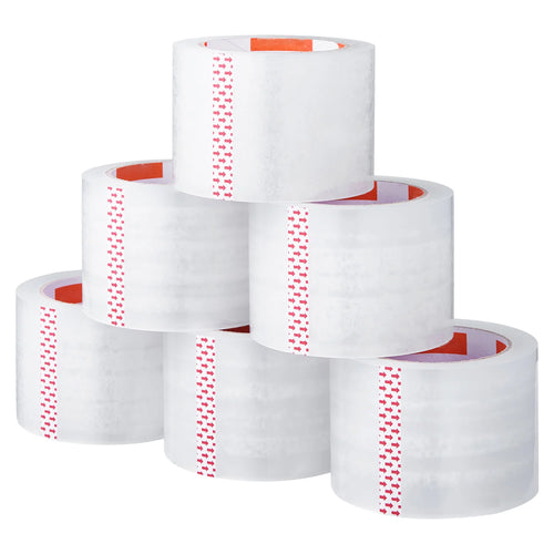 SucceBuy 6/24 Rolls 7.6CM 70M High Viscosity Clear Adhesive Tape Transparent Packaging Tape for Office Wrapping Express Packing