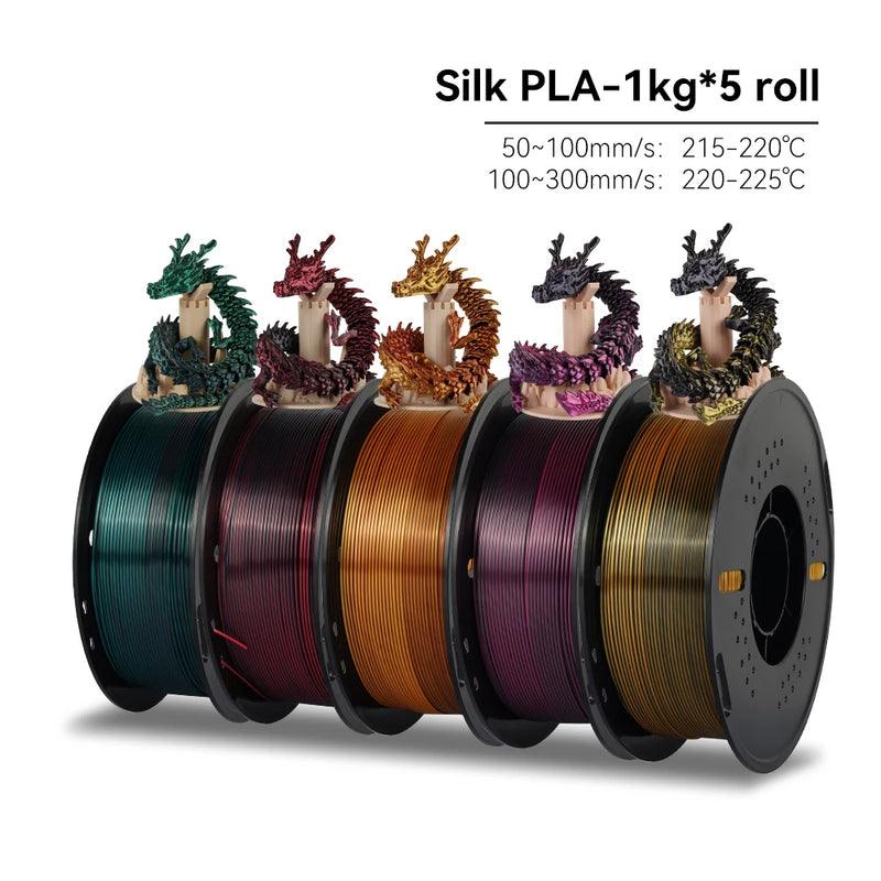 KEEPANG PLA/HS-PLA/PETG/Silk PLA 3D Printer Filament 1.75mm Mix Color 5Rolls High Speed PLA Printinng Material for Bambu Lab