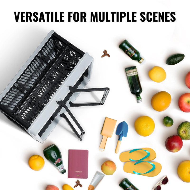 SucceBuy 3pcs Foldable Storage Basket Collapsible Shopping Crate with Handle for Kitchen Grocery Room Desktop Organization