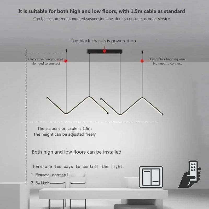 LED Modern Pendant Light Smart Remote Control Adjustable Color Temperature Brightness Restaurant Living Room Bedroom Indoor Lamp