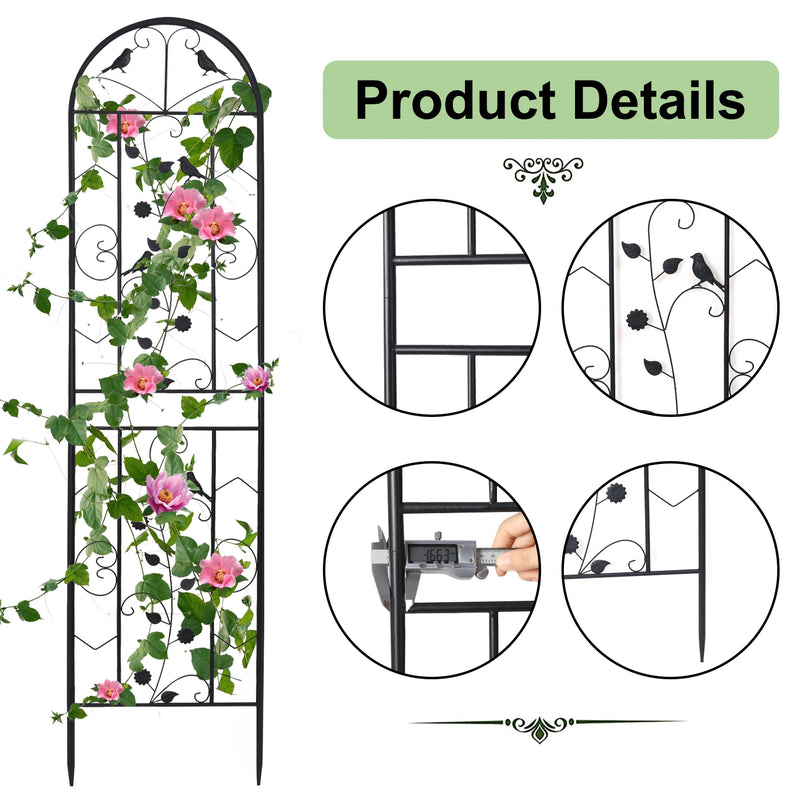 2 Pack Climbing Plants Trellis Metal Garden Fence for Vines Vegetables Flowers