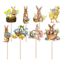 Easter Bunny Cupcake Toppers Happy Easter Bunnies Dessert Toppers Kids Birthday Party Cake Toppers Decoration for Easter Supply