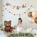 INS Happy Birthday Letters Banner Kids 1st Birthday Party Brown Bear Paper Garland Flag Decoration Boy Girl Baby Shower Supplies