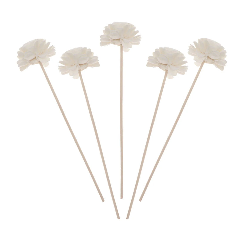 5 Pcs Rattan Sticks Straight Natural Fragrance Diffuser Aroma Oil Diffuser Rattan Sticks with Flower Shape Head Decor