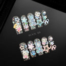 10Pcs Y2K Spicy Girl Long Coffin Handmade Press On Nails 3D Sanrio Hello Kitty Bear Pearl Diamond Pentagram Wearable False Nail