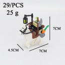 MOC Medieval Castle Building Blocks kit Tent Campfire Siege Car Hanging Cage Trial Bench Guillotine Weapon Toys Gifts Mini Brick