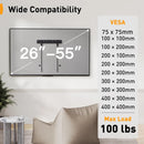 TV Wall Mount for 26-55 Inch TV up to 50kg, No Drill Low Profile TV Mount, Easy Install Wall Mount TV Bracket, Max VESA 400x400m