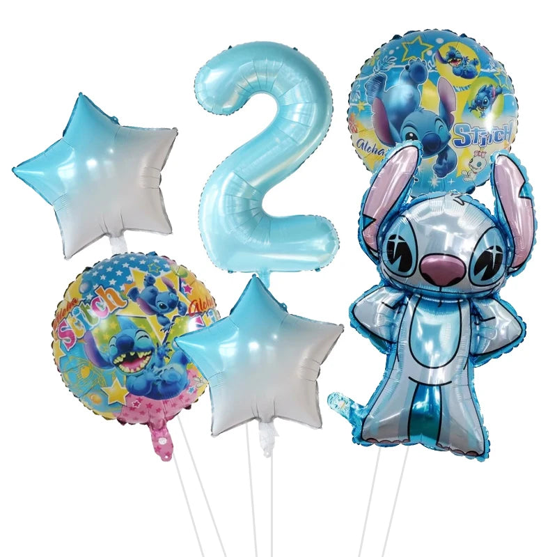 6pcs Disney Lilo & Stitch Party Balloons Stitch 32" Number Balloon set Baby Shower Birthday Party Decorations Kids Toy Gifts