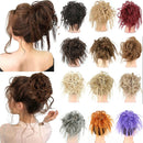 Synthetic Messy Fluffy Hair Bun Tousled Hairpiece Elastic Band Chignon Scrunchie Ponytail Extensions Hair Bow for women