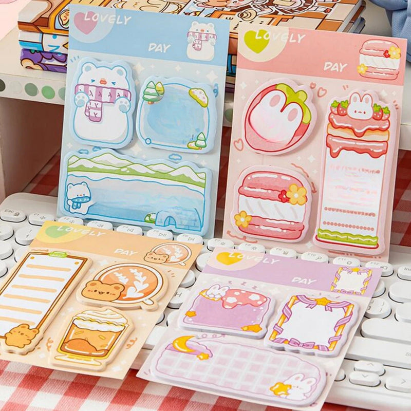 4 pcs/lot Kawaii Bear Rabbit Animals Memo Pad N Times Sticky Notes To Do List Planner Sticker Notepad Gift Stationery Decor