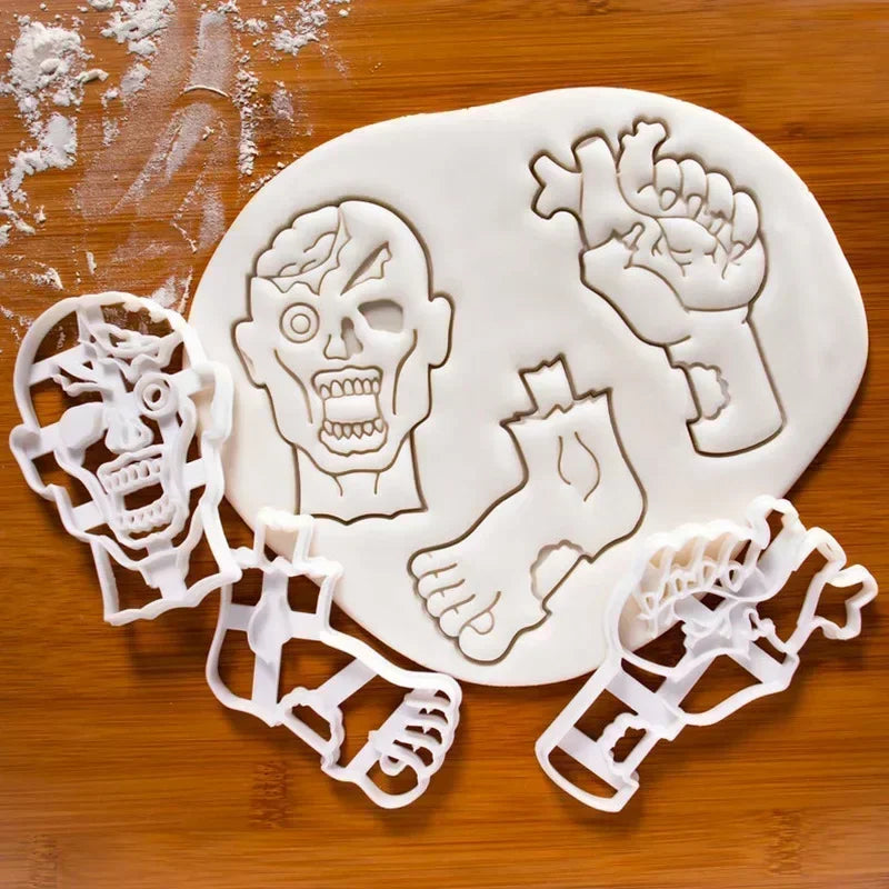 3/1pcs Christmas Gingerbread Cookie Cutter Gingerbread Man Skull Candy Biscuits Baking Mould For Xmas Halloween Party Cake Decor