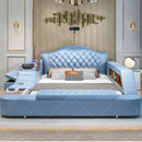 Multifonction Cute Modern Double Bed Queen Size Bedroom King Double Bed Faux Leather Smart Cama Matrimonial Bedroom Furniture