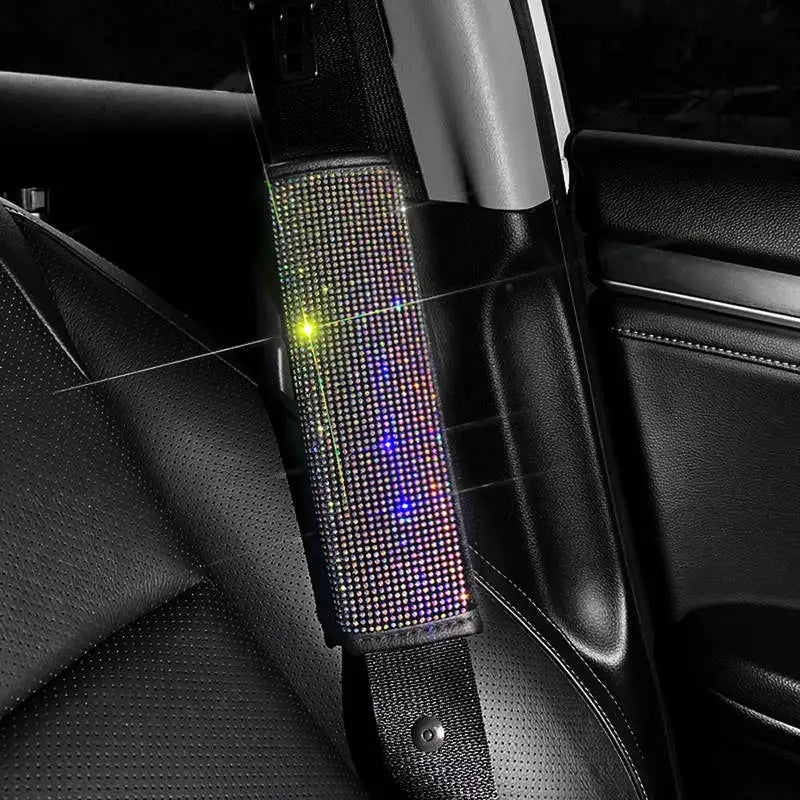 2Pcs Crystal Diamond Seat Belt Shoulder Pads Bling Car Safety Belt Covers Protector Cushion Auto Decor Car Accessories for Women