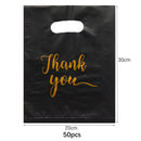 100/50/10Pcs Thank You Gift Bags Wedding Birthday Guest Gift Wrap Plastic Shop Bags Small Business Candy Pastry Store Packaging