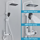 White Bathroom Shower Faucet with Digital Display 4 Function Wall Mount Hot Cold Water Tap Piano Bathroom Shower System