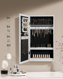SONGMICS Wall-Mounted Jewellery Cabinet, Mirror with Storage, Lockable Mirrored Cabinet, Jewellery Organiser with Mirror