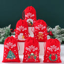 6pcs Christmas Linen Drawstring Bags Burlap Gift Bags Candy Biscuits Pouchs for Home Decor 2025 Navidad Natal New Year Gift 2026