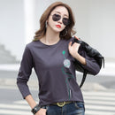 shintimes Print T-Shirt Baumwoll-T-Shirt Damen Koreanische Kleidung 2022 Herbst T-Shirts Damen Langarm Frauen Oberteile T-Shirt Femme
