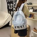 New Large Capacity Polka Dot Backpack Multifunctional Lightweight Piano Key Backpack Black Piano Mochilas Sports