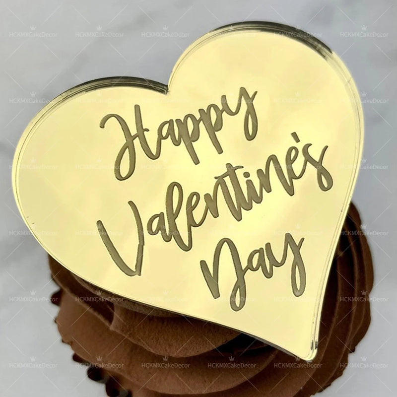 10pcs Acrylic Heart Shaped Cake Topper for Valentine's Day Wedding Party Cake Decoration Supplies