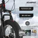 Ecarpat 20 Inch Kids' Bike, 4-Inch Wide Fat Tire Snow Mountain Bike, 7 Speed for Boys Girls Children Kids' Bicycles, Steel Frame