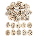 25/50Pcs Happy Easter Wooden Eggs DIY Craft Hanging Ornaments Hollowed Wood Chips Easter Party Decorations For Home Kids Gift