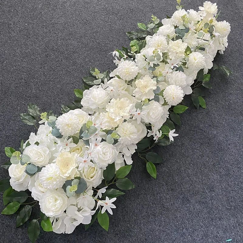 1M Artificial Wedding Flower Row Long Layout Wedding Home Decoration Scene Artificial Flower Road Lead Flower Row Arch Decor